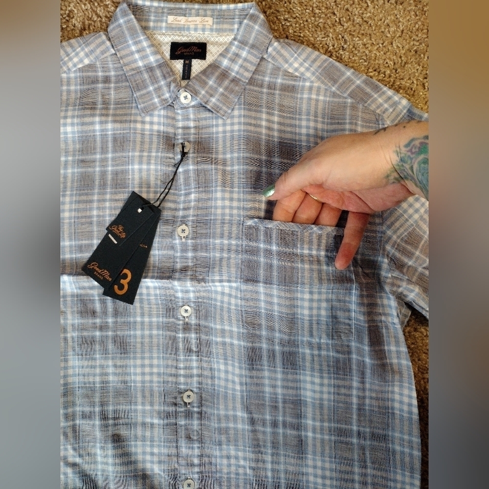 Good Man Brand Plaid Short Sleeve Button Down Shirt NWT - Picture 5 of 5